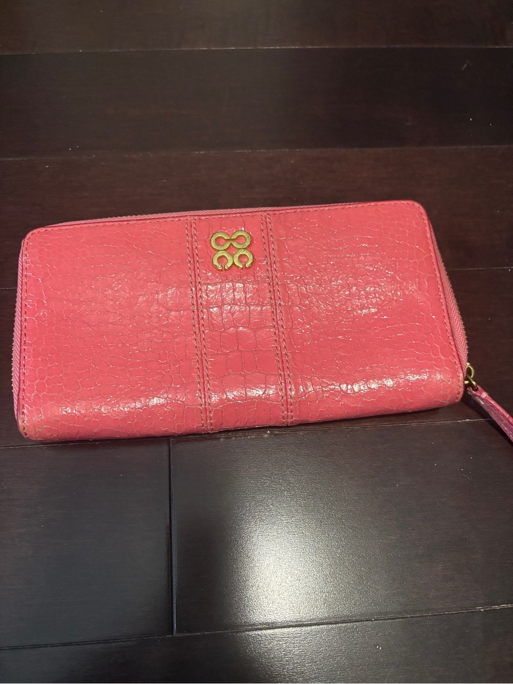 Coach Snake Skin Pink Zip-Around Wallet